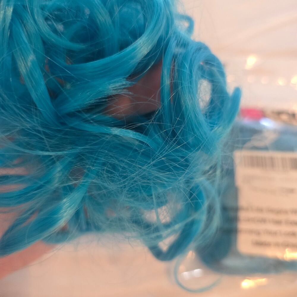 2 Blue ponytail extension curly synthetic hair - Picture 2 of 3
